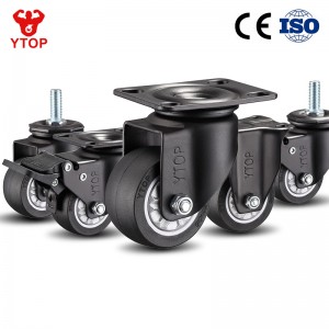 YTOP factory 2 inch black fixed furniture pu caster wheels
