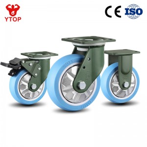YTOP 4-инчни сини Тешки ротирачки индустриски тркала од стјуар