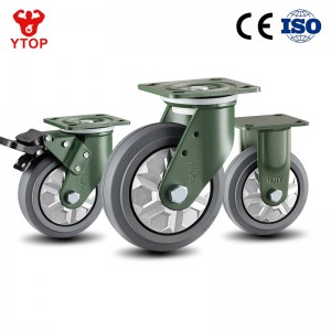 YTOP 8 inch gray Industrial Heavy duty rubber caster wheel