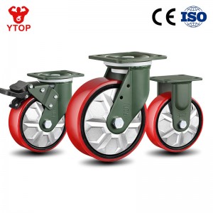 YTOP Мебели Тежкотоварни PU колела с червена желязна сърцевина