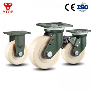 YTOP 6 8 10 Inch heavy duty White nylon Brakes caster wheels