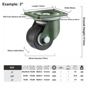 YTOP Factory direct supply 3 inch heavy duty industrial casters