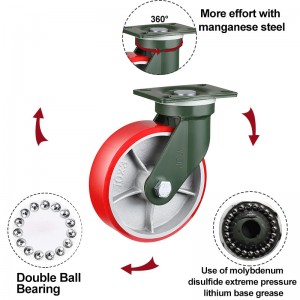Roda giratória industrial de ferro pu resistente de 10 polegadas