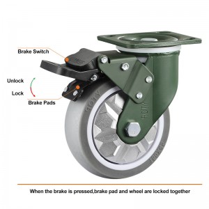YTOP 6 tommer Kraftig gummi støyfri industrielle svingbare hjul