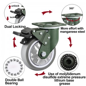 YTOP 6 tommer Kraftig gummi støyfri industrielle svingbare hjul