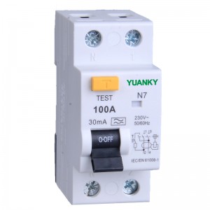 YUANKY RCCB 63A 2P 4P 240V 415V PV system residual current circuit breaker in charging pile
