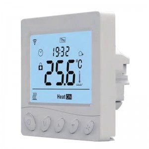 floor heating thermostat knob rotary APP remote voice control VA color LCD heating and cooling monitoring thermostat