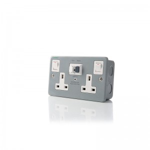 RCD China supplier 13A protected safety double socket