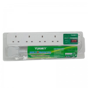YUANKY household UK standard surge protector spikes 480J 4.5kA 230V 4 way 13A extension board extension socket with usb