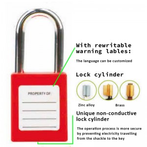 YUANKY safety padlock keyed differ alike 25mm 38mm 76mm Steel Nylon 304 stainless steel safety padlock
