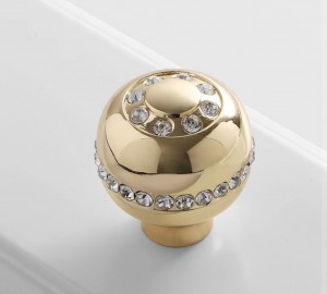 Furniture Luxury  Gold Cabinet Drawer Pulls Crystal Handle Knob