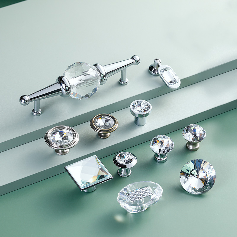 Top Quality Diamond Door Knobs - Furniture luxury gorgeousness Cabinet Drawer Pulls tetragonum Gold crystal handle – Yu Hung