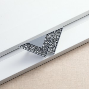 ODM OEM Triangular furniture drawer handle with embedded crystal
