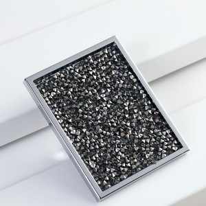 Square furniture drawer handle with embedded crystal