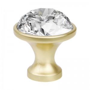 Furniture Cabinet Drawer Knob Round Gold crystal handle Knob