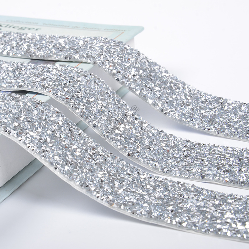 Crystal Rhinestone Trim Diamond Mesh Hot Fix Self Adhesive Roll Strass A (1)