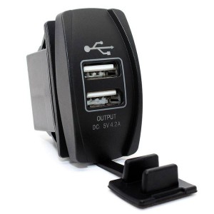 Dual USB rocker switch Type A 5V 4.2A With Blue LED