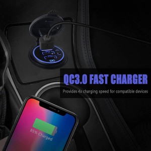 12V USB Outlet with 18W Dual PD Ports USB C Car Charger Socket