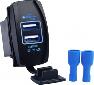 Waterproof Universal Rocker Style Car USB Charger 4.2A Dual USB Car Charger