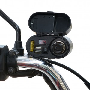 Waterproof Dual USB Output Motorcycle Handlebar Clamp Power Adapter Charger