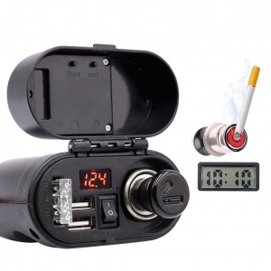 12V Car Motorcycle Charger Waterproof Dual USB Output Handlebar Clamp Power Adapter Charger