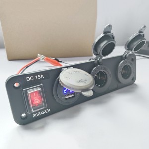 4-in-1 Digital Voltmeter Power Outlet Dual USB Charger Power