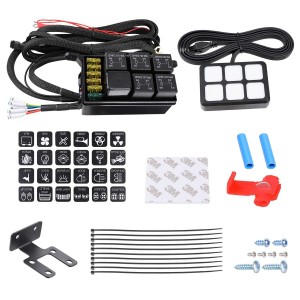 6 Gang Control switch touch panel with Wiring Kit universal for car boat truck