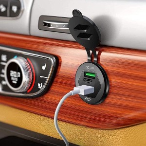12V USB Outlet with 18W Dual PD Ports USB C Car Charger Socket