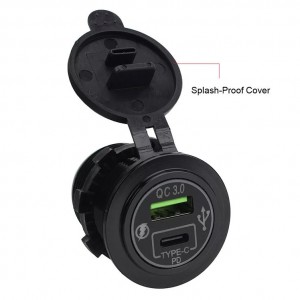 PD Type C USB Car Charger Socket 36W and QC 3.0 USB Quick Charge Socket