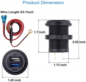 Quick Charge 3.0 & 2.4A Port for Car Boat Marine Rv Mobile with Wire Fuse DIY Kit
