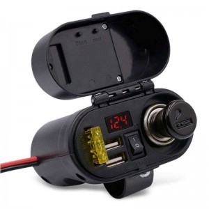 Dual USB 12V Car Motorcycle Charger Waterproof Output Handlebar Clamp Power Adapter Charger
