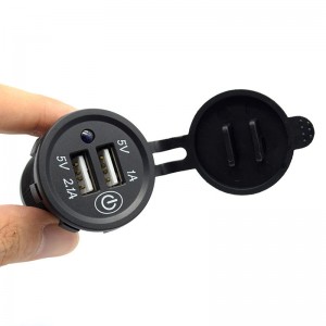 Dual USB Car Charger Socket with On/Off Touch Switch