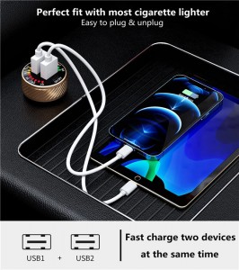 OEM Dual QC3.0 Port USB Fast Car Charger With digital display current