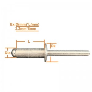 Aluminium Shell / Steel Stem Dome Sealed Pop Rivets 3.2mm Diameter x 8mm Long 