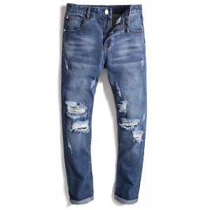 2021 New Men’s Jeans Mid-rise Straight Long Pants Ripped Denim Pants Casual Jeans Men