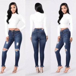 2022 hot selling fashion women ladies slim skinny big butt high waist long trousers pants denim jeans