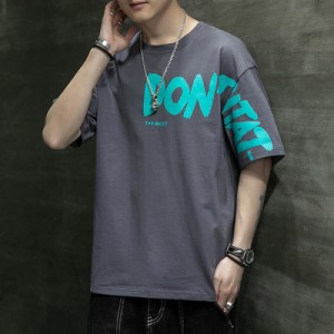 Casual loose men’s T-shirt with personalized printing multi-color optional