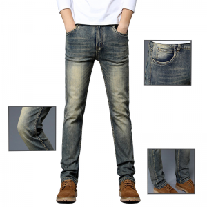 European and American men’s nostalgic retro street style straight-leg jeans wholesale