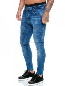 Blue and black optional men’s slim-fit jeans factory price
