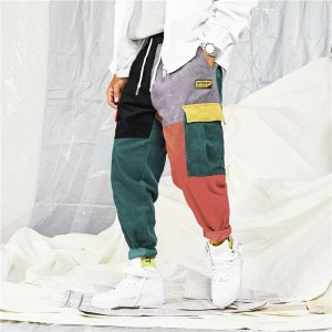 China factory hot selling item leisure corduroy joint Many colors trousers with an elasticated waist mens jeans
