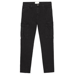 China factory wholesale custom high street fashion stereoscopic clipping multi-pocket black men’s cargo jeans
