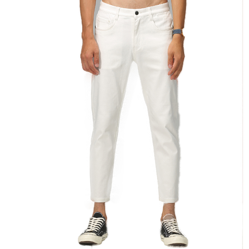 Fashion trend five bags of basic jeans pencil pants simple white men's jean ( (7)