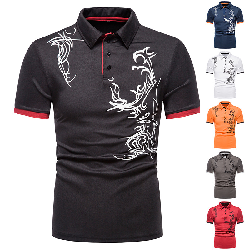 New men’s short-sleeved lapel T-shirt men’s fashion casual printing men’s POLO shirt Featured Image