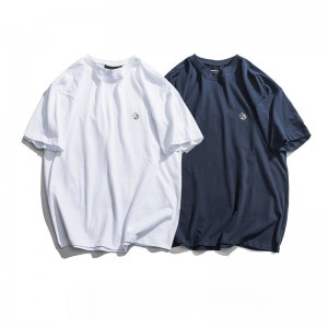 Cotton Round Collar Short Sleeves Silk Screen Embroidery Men’s T-shirt