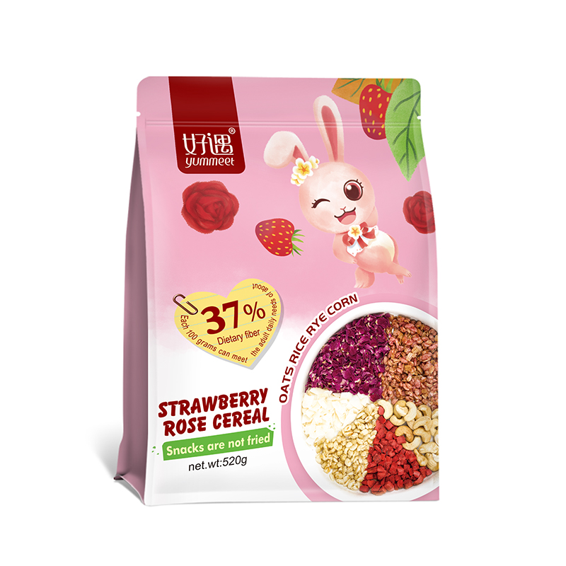 520g breakfast cereal rose strawberry flavored nuts fruits granola instant oatmeal for snack