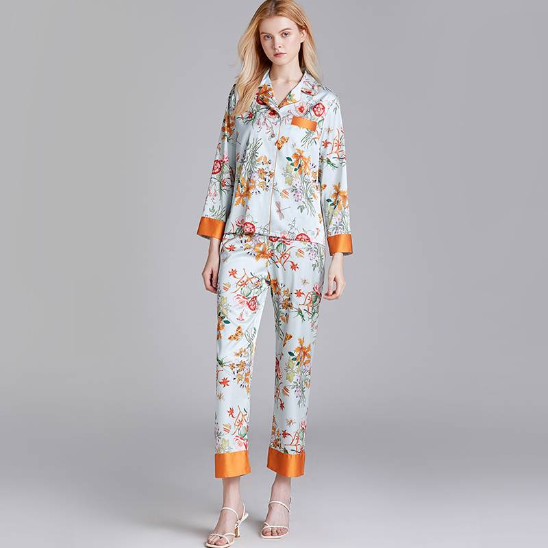 Personlized Products Ladies Summer Pajamas -  long sleeves satin pyjama set 1721 – Beifalai