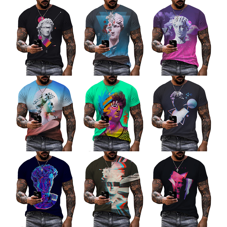 Michelangelo The David Art 3D Printed Shirt for Men's Summer Short Plus Size Over Printing T Shirt From Men OEM and ODM T-shirts