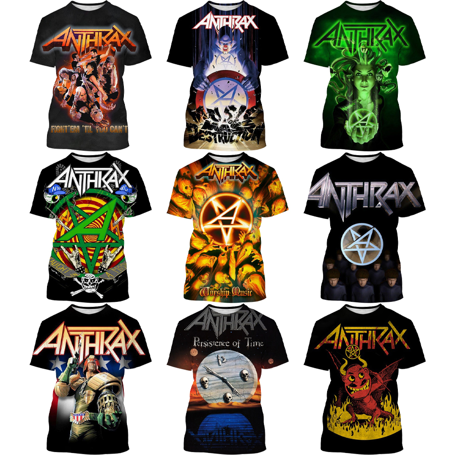 Heavy Metal Rock Band Anthrax 3D Digital Printing Shirt for Men's and Kid's New Unisex Custom All Over Print OEM and ODM Tops