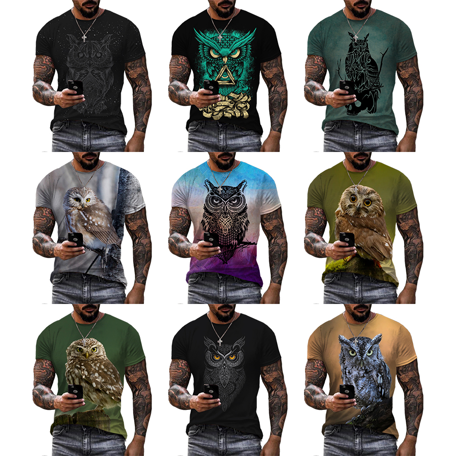 Owl 3D Printed Shirt for Men Funny Digital Fashion Printing Shirt for Men's Custom Unisex All Over Print OEM and ODM T-shirts