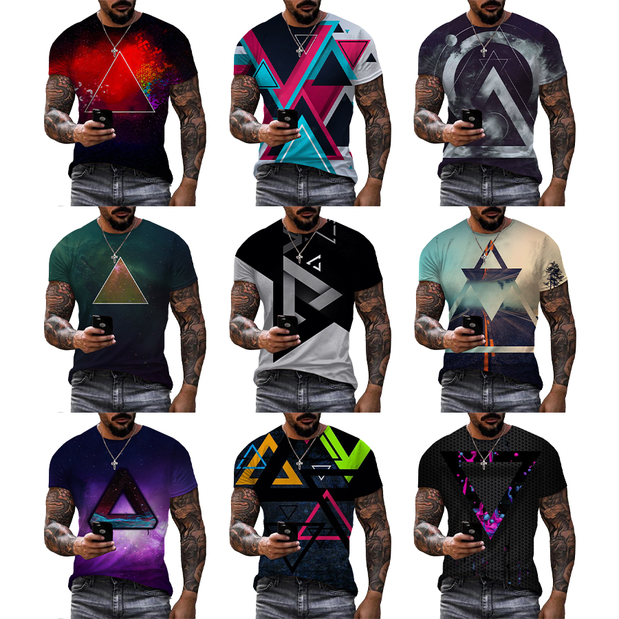 Pretty Penrose Triangle 3D Printed Shirt for Men's Summer Short Plus Size Over Printing T Shirt From Men OEM and ODM T-shirts
